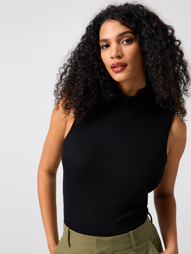 Essential Sleeveless Mock Neck | Black