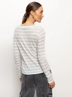 Femme Crew Stripe Tee | Dewey Grey/Chalk Stripe