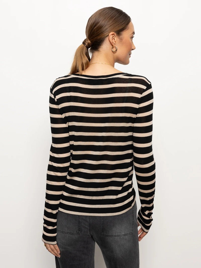 Femme Crew Stripe Tee | Oat/Black Stripe