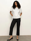 Shirred Waist Dolman Tee | White