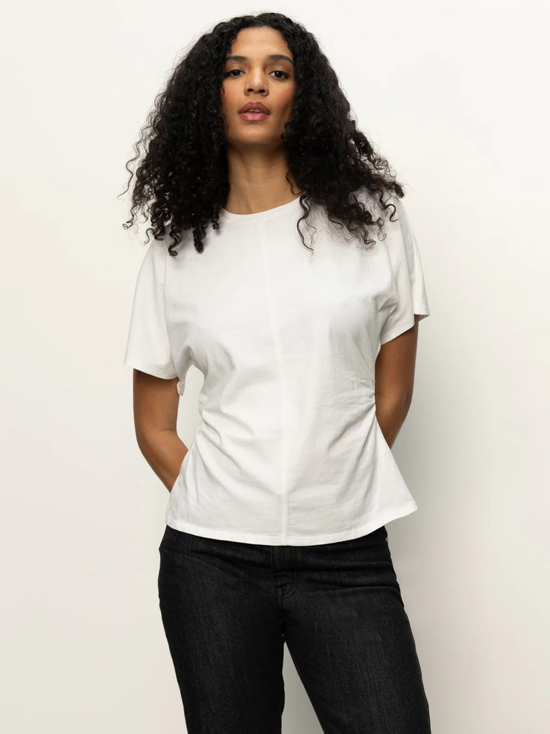 Shirred Waist Dolman Tee | White