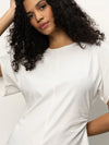 Shirred Waist Dolman Tee | White