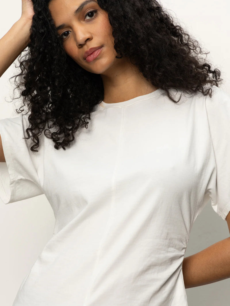 Shirred Waist Dolman Tee | White
