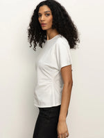 Shirred Waist Dolman Tee | White