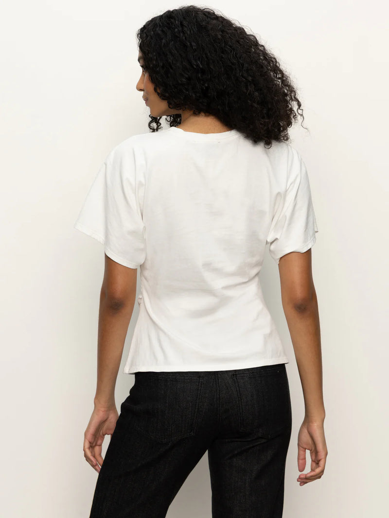 Shirred Waist Dolman Tee | White