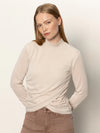 Long Sleeve Draped Mock Neck | Mother of Pearl