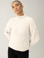 Cable Mock Neck Sweater | Light Almond