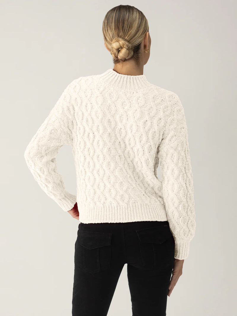 Cable Mock Neck Sweater | Light Almond