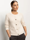 Pointelle Knitted Jacket | Oat