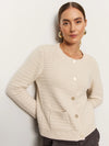 Pointelle Knitted Jacket | Oat