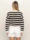 Open Knit Bomber Jacket | Macrame Black Stripe
