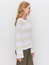 Textured Raglan Crew Sweater | White/Light Oat Stripe