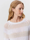 Textured Raglan Crew Sweater | White/Light Oat Stripe