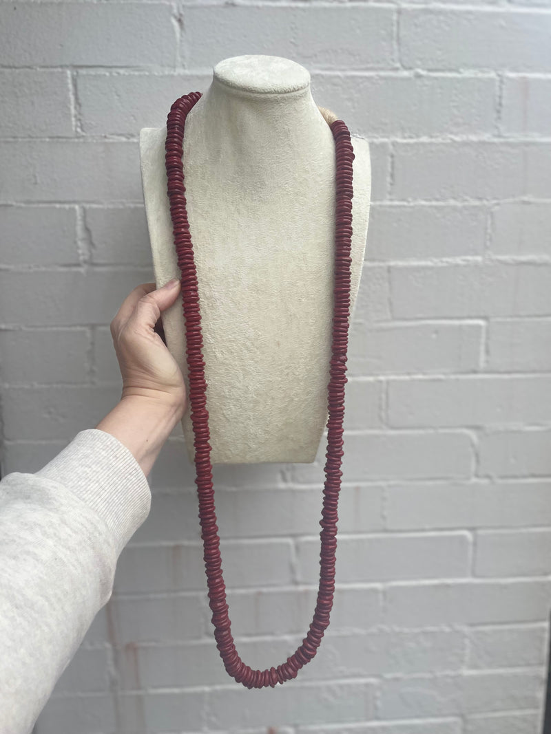 African Trade Bead Necklace | Burgundy