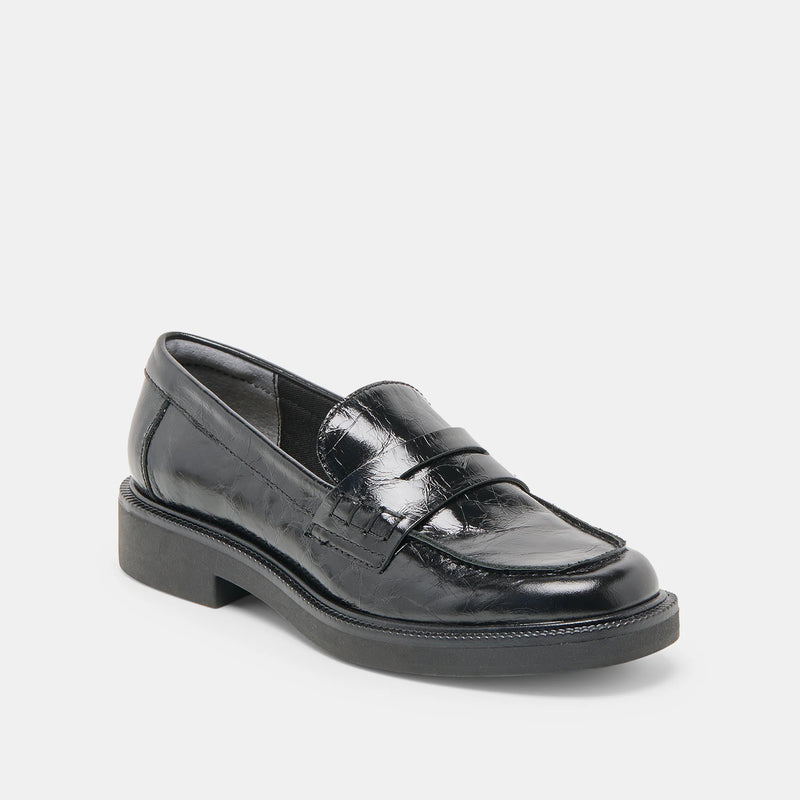 Tiggy Midnight Crinkle Patent Loafers