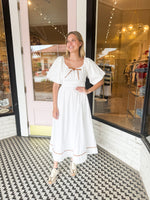 Camel Piping Midi Dress