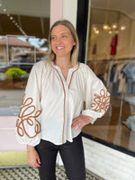Soutache Blouse | Ivory + Brown