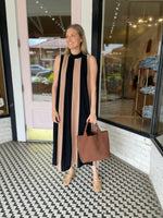 Mod Striped Maxi Dress | Black + Tan