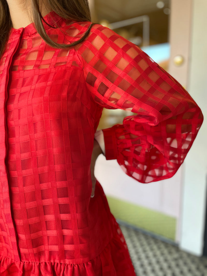 Organza Mini Dress | Red