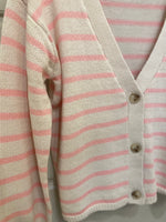 Cotton Stripe Knit Sweater Cardigan