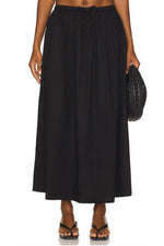 Noelle Poplin Maxi Skirt | Noir