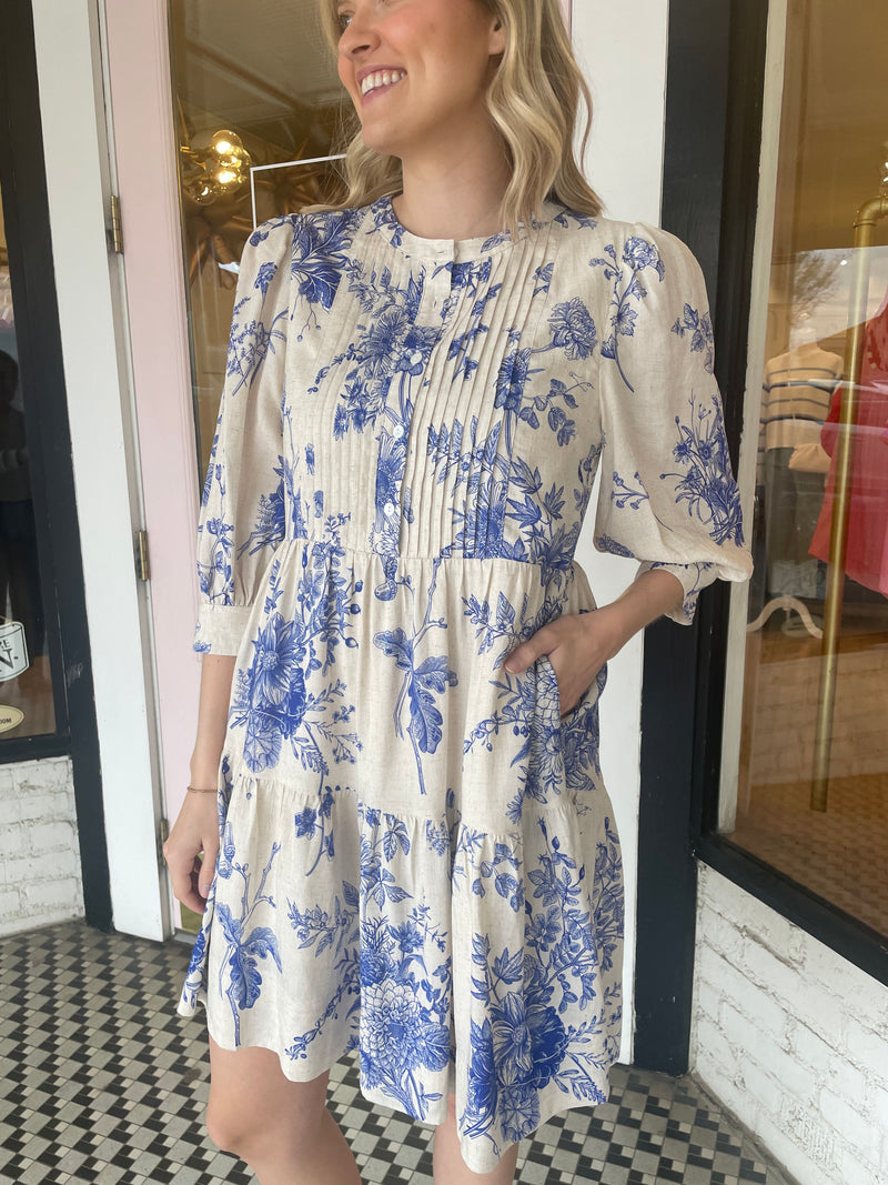 Floral Toile Dress | Linen