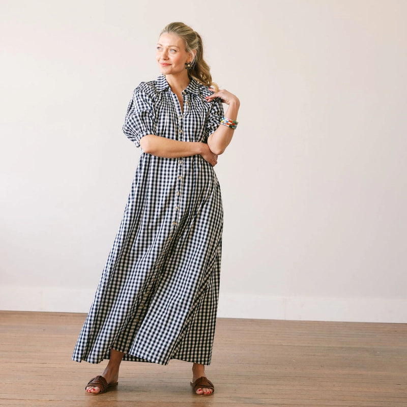 Oasis Dress | Navy Gingham
