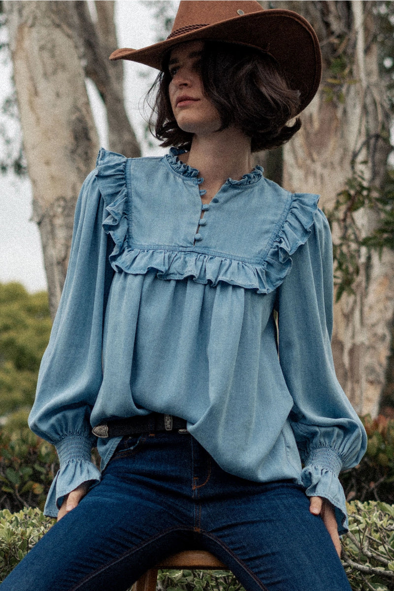 Ruffled Tencel Blouse