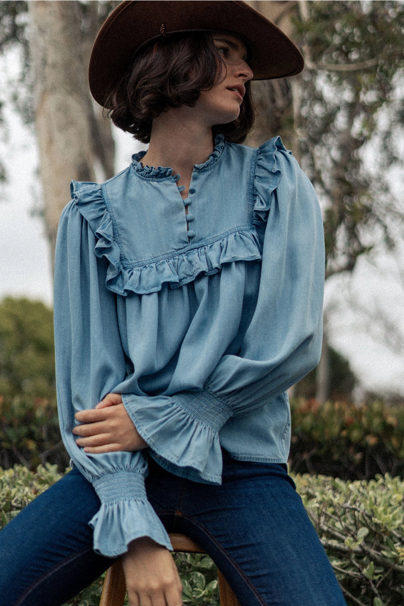 Ruffled Tencel Blouse