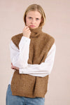 Open Sleeved Sweater Vest | Camel