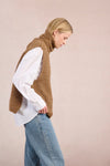 Open Sleeved Sweater Vest | Camel