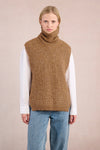 Open Sleeved Sweater Vest | Camel