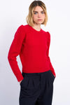 Structured Puff Sleeve Sweater | Red