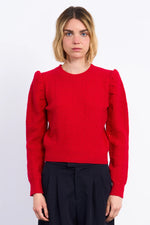 Structured Puff Sleeve Sweater | Red