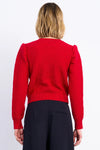 Structured Puff Sleeve Sweater | Red
