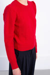 Structured Puff Sleeve Sweater | Red