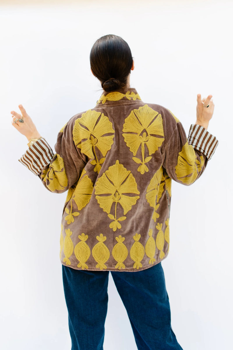 SGT Pepper Crew Jacket | Tan + Chartreuse