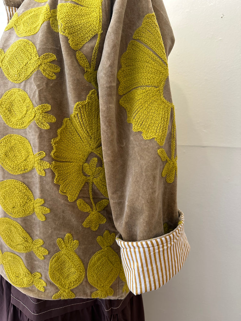 SGT Pepper Crew Jacket | Tan + Chartreuse