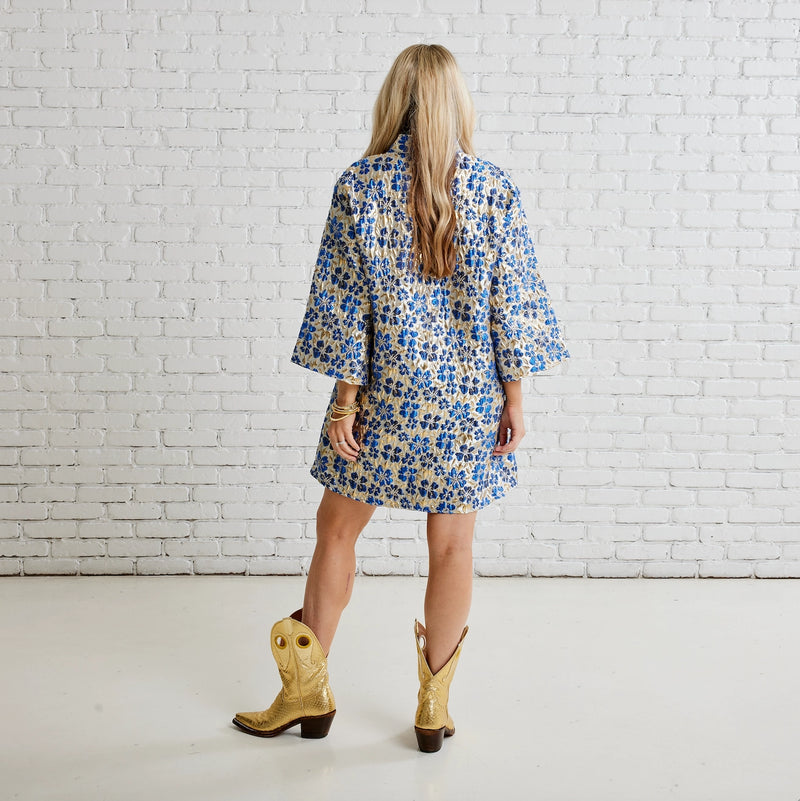 Kristin Jacquard Dress | Cobalt