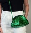 Woven Cloud Clutch | Metallic Green