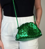 Woven Cloud Clutch | Metallic Green