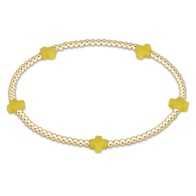 canary - 2mm signature small cross gold pattern beaded bracelet