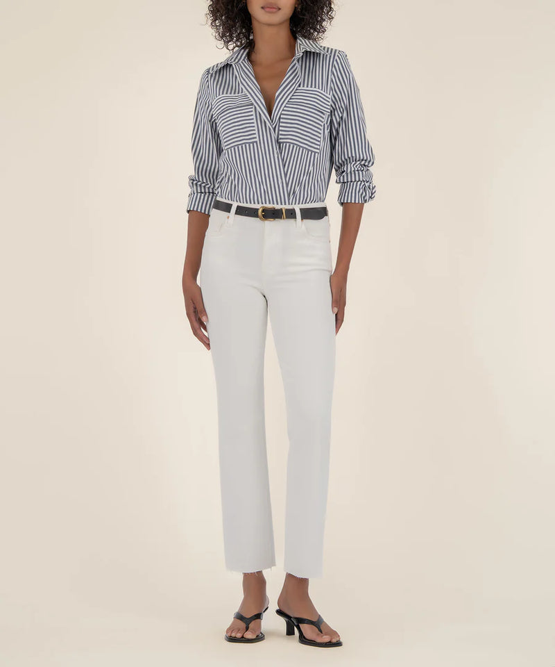 Kelsey High Rise Ankle Flare | Ecru