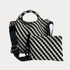 Lily Woven Neoprene Tote with Pouch | Black/Ecru