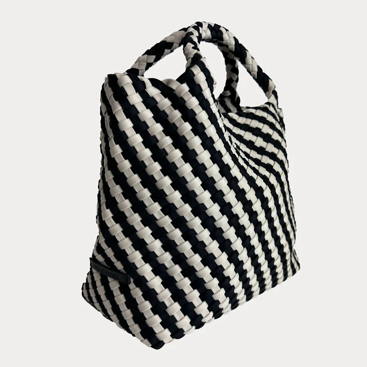 Lily Woven Neoprene Tote with Pouch | Black/Ecru