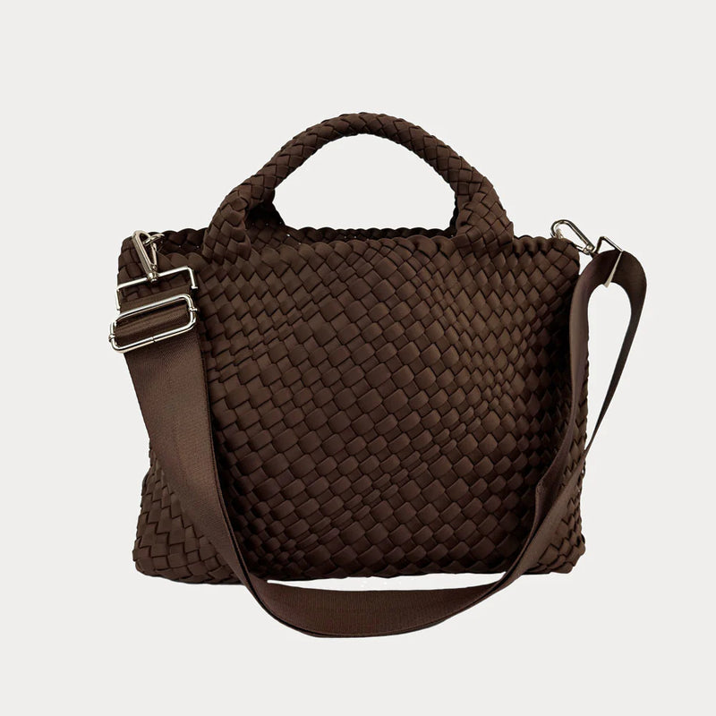 Lily Woven Neoprene Tote with Pouch | Chocolate