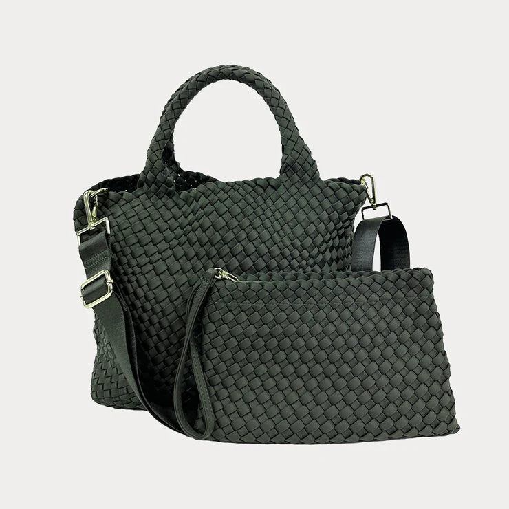 Lily Woven Neoprene Tote with Pouch | Army
