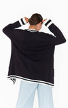 Lambert Cardigan | Black Varsity Stripe Knit