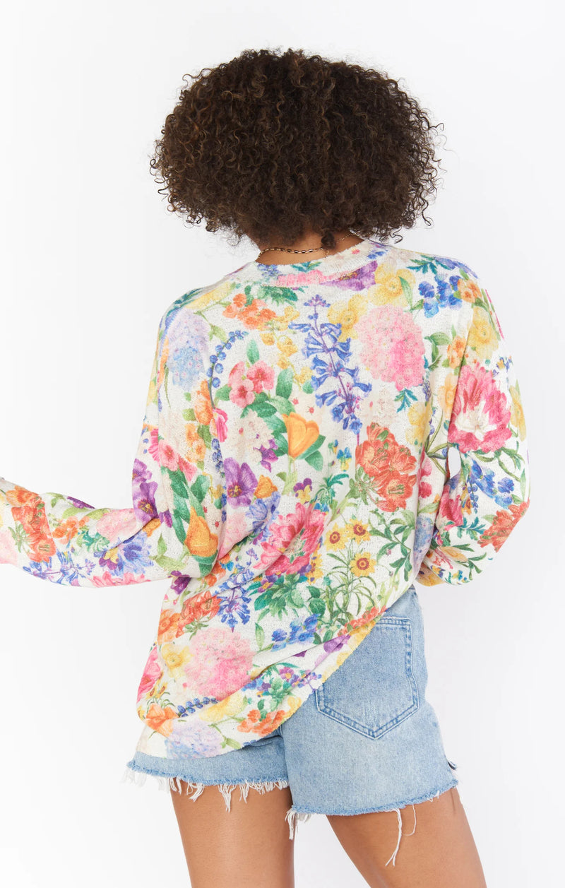 Sue Cuffed Tunic Sweater | Ivory Botanical Floral