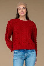 Poppy Bubble Knit Sweater | Red